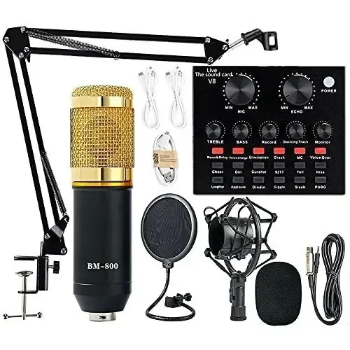 Kit Micrófono Condensador PodCast Metálico