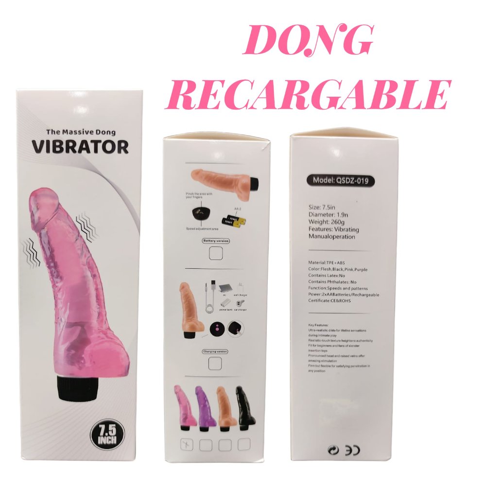 VIBRADOR DONG CON TESTICULOS RECARGABLE