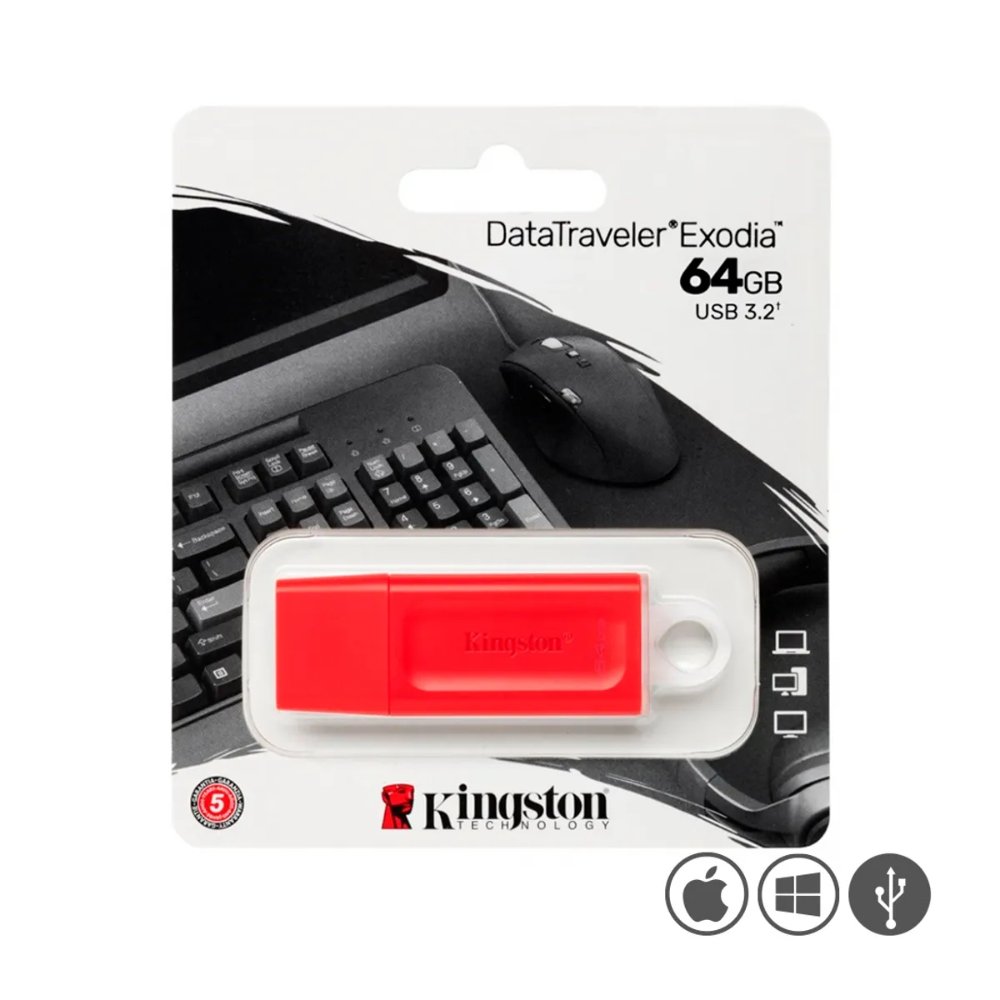 MEMORIA USB 64GB DTX 3.2 ROJO KINGSTON (KC-U2G64-7GR)