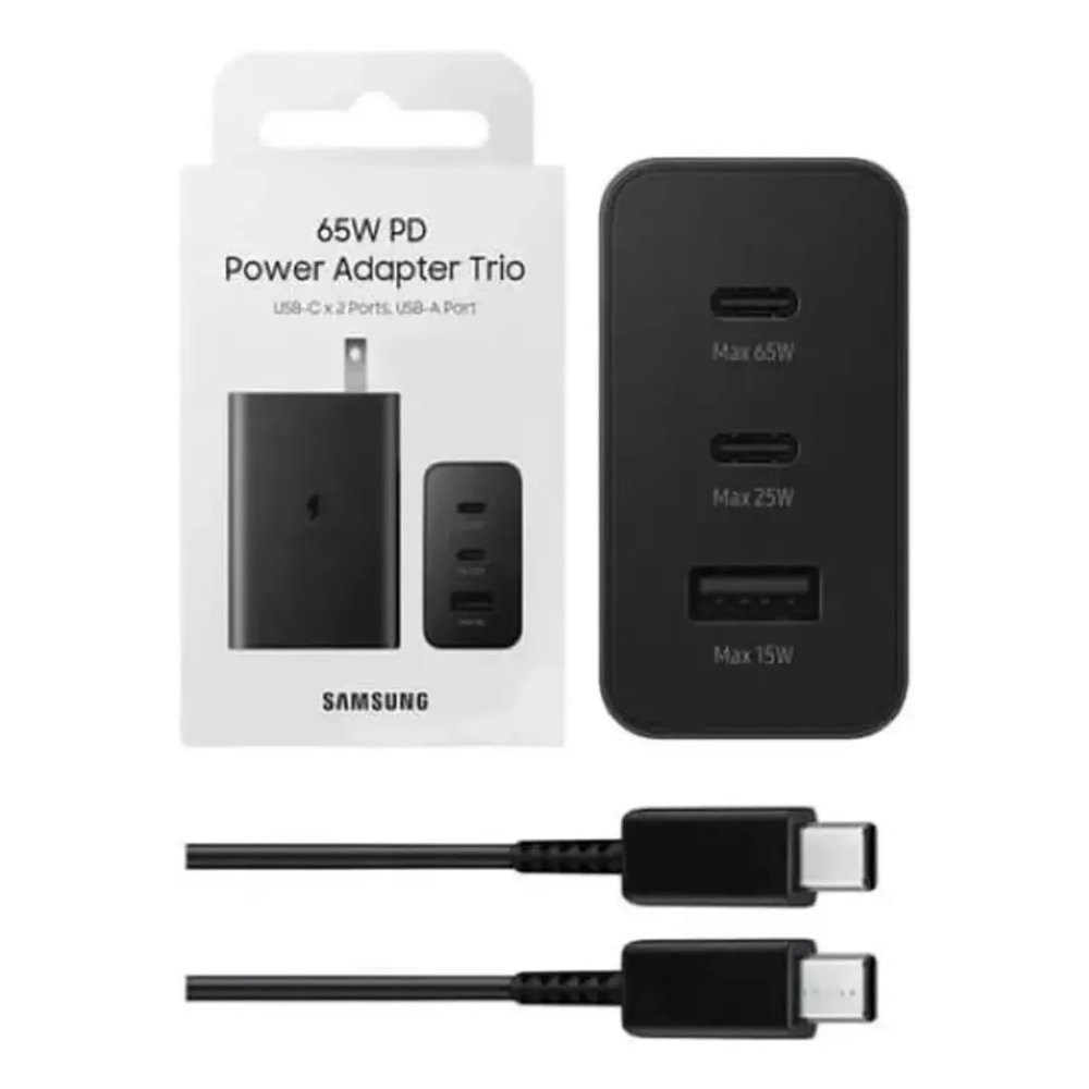 CARGADOR PARA SAMSUNG 65W SUPER  RAPIDO 3 PUERTOS DE CARGA