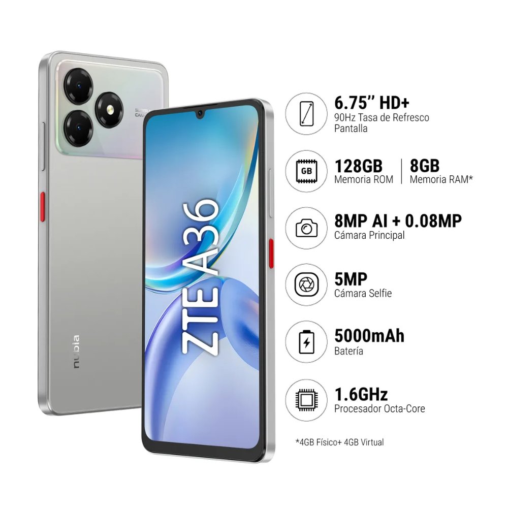 CELULAR ZTE BLADE A36 4GB/128GB (GRIS)