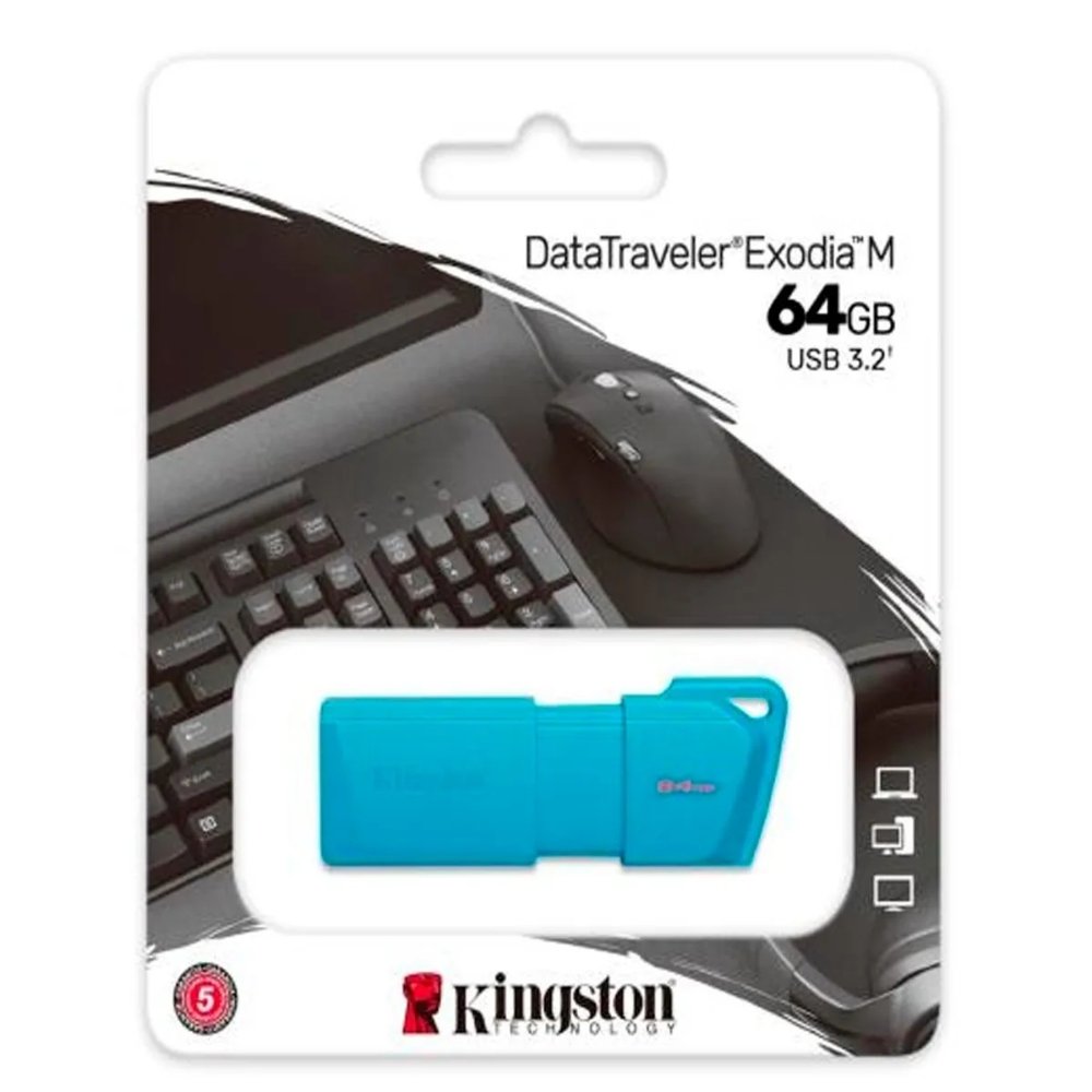 MEMORIA USB 64GB DTXM NEON 3.2 AZUL KINGSTON (KC-U2L64-7LB)