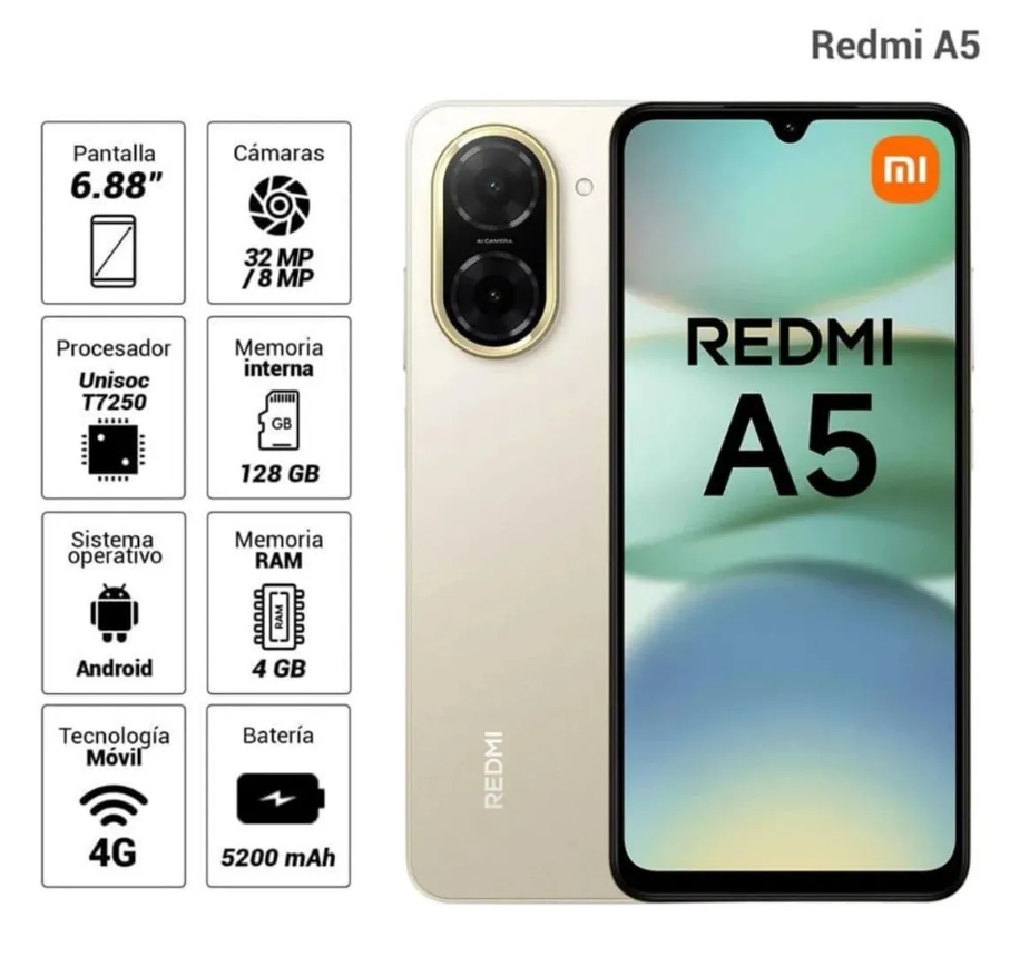 REDMI A5 4+4GB+128GB Dual SIM (Sandy Gold)