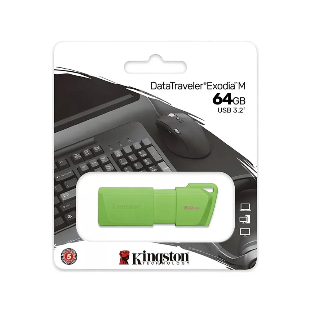 MEMORIA USB 64GB DTXM NEON 3.2 VERDE KINGSTON (KC-U2L64-7LG)