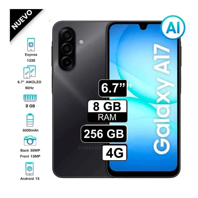 SAMSUNG Galaxy A17 6.7 pulg 8GB 256GB 50.0 MP + 5.0 MP + 2.0 MP Negro