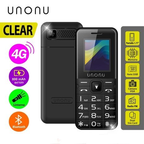 CELULAR UNONU CLEAR 4G BLACK DUAL SIM