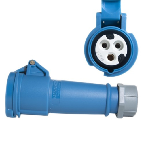 TOMA AEREO 16AMP. 2P+T 250V AZUL MENNEKES
