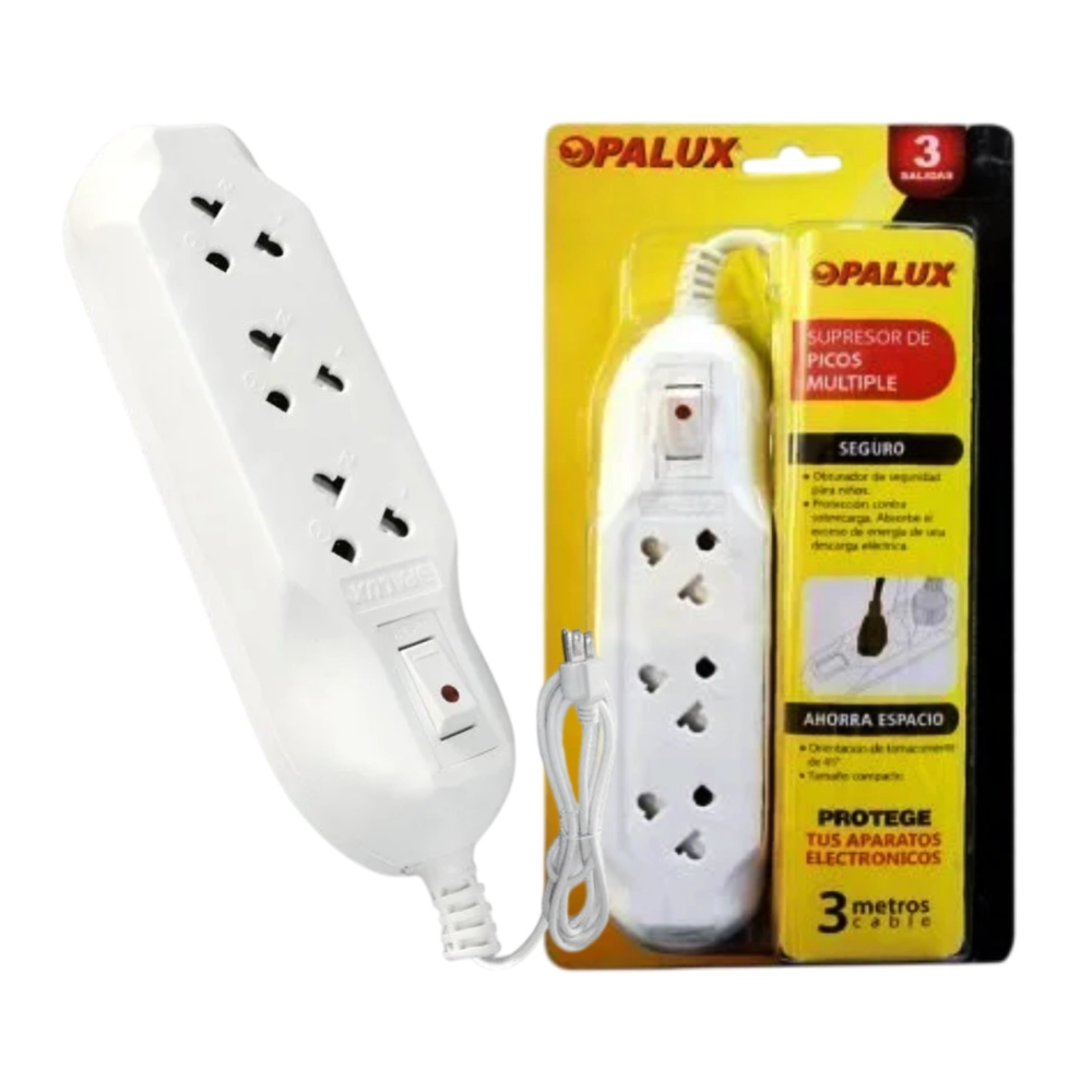 SUPRESOR DE PICOS 3 TOMAS 3M C/OBTURADOR OPALUX OP-303
