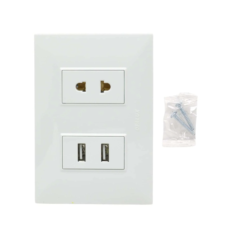 Tomacorriente Universal  + USB Doble OPALUX