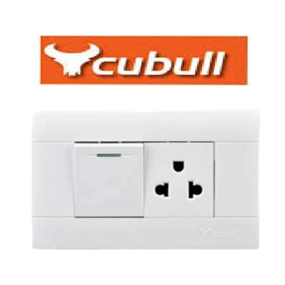 TOMACORRIENTE L/T + INTERRUPTOR SIMPLE MIXTO BLANCO CUBULL
