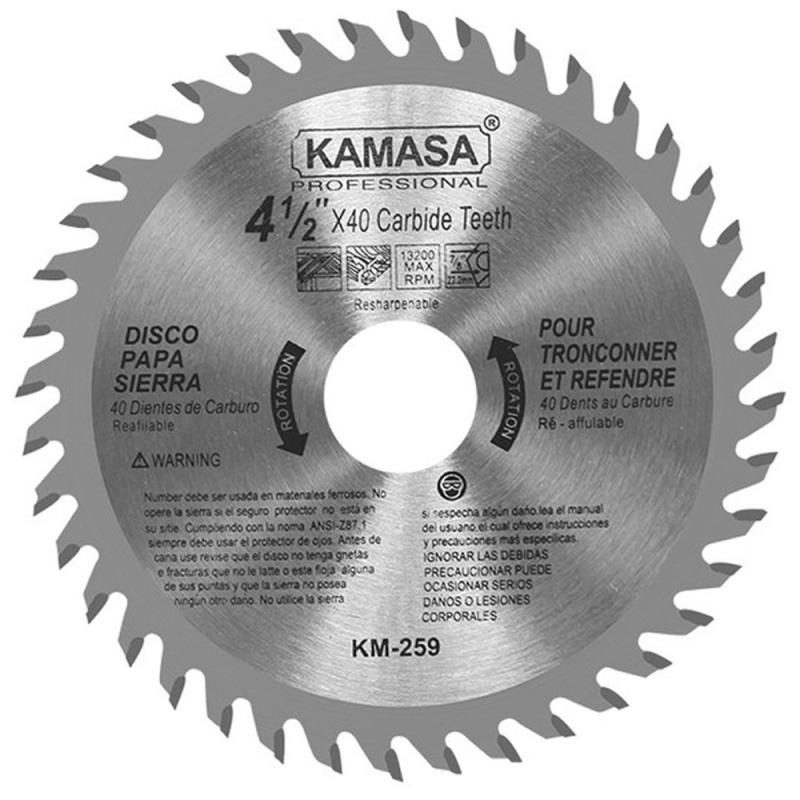Disco de Sierra 4 1/2" 40 Dientes para Madera Kamasa