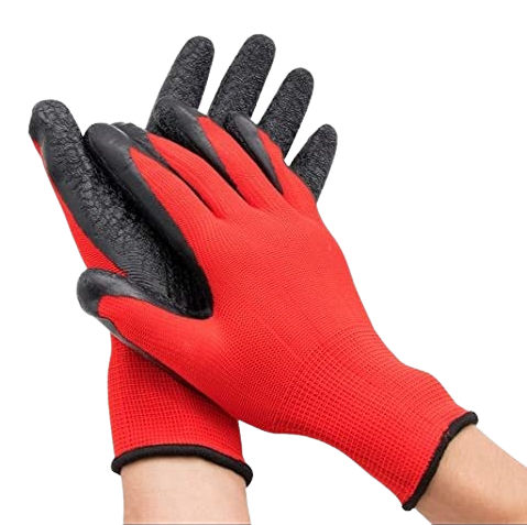 Guante De Polycotton Rojo/Con Palma De Caucho Negro