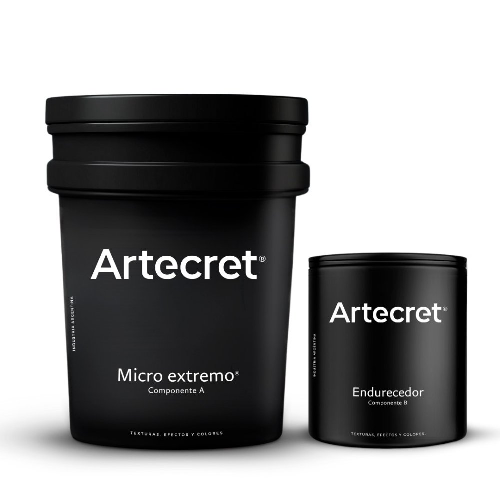 Artecret Combo Microcemento - Micro Extremo 24Kg (Parte A 20kg + Parte B 4kg + 1Lt Hidrolaca Poliuretánica)