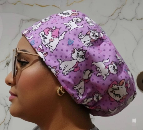 Gorro quirurgico gatita marie morado