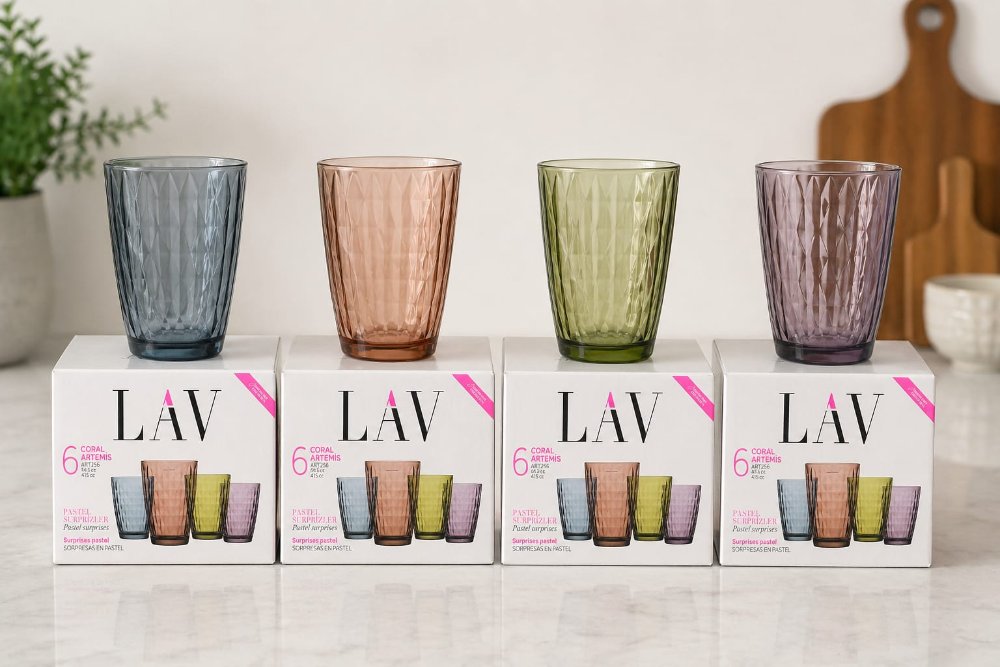 vasos lav coral x6unid