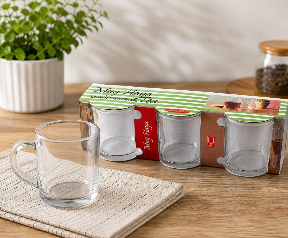 taza de vidrio x 3 comun