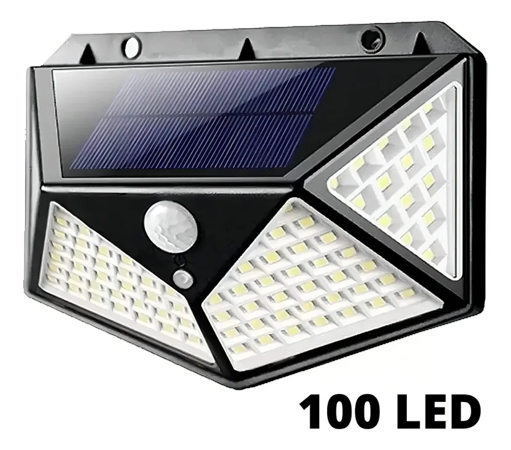 Aplique Solar LED AAA Top de Pared 100 LEDs Exterior Jardín Negro