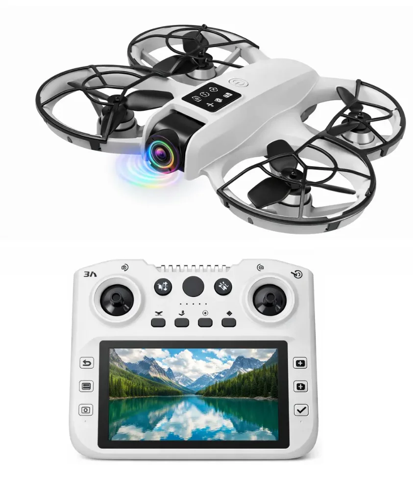 Drone Brushless Irm, Control Remoto Pantalla Lcd, 2.4g, Luz Led, Giro 360 Grados, Posicionamiento Por Flujo Óptico, Estable, Cámara, Toma Fotos Y Videos, Ajuste Velocidad 3 Niveles, Batería Recargable