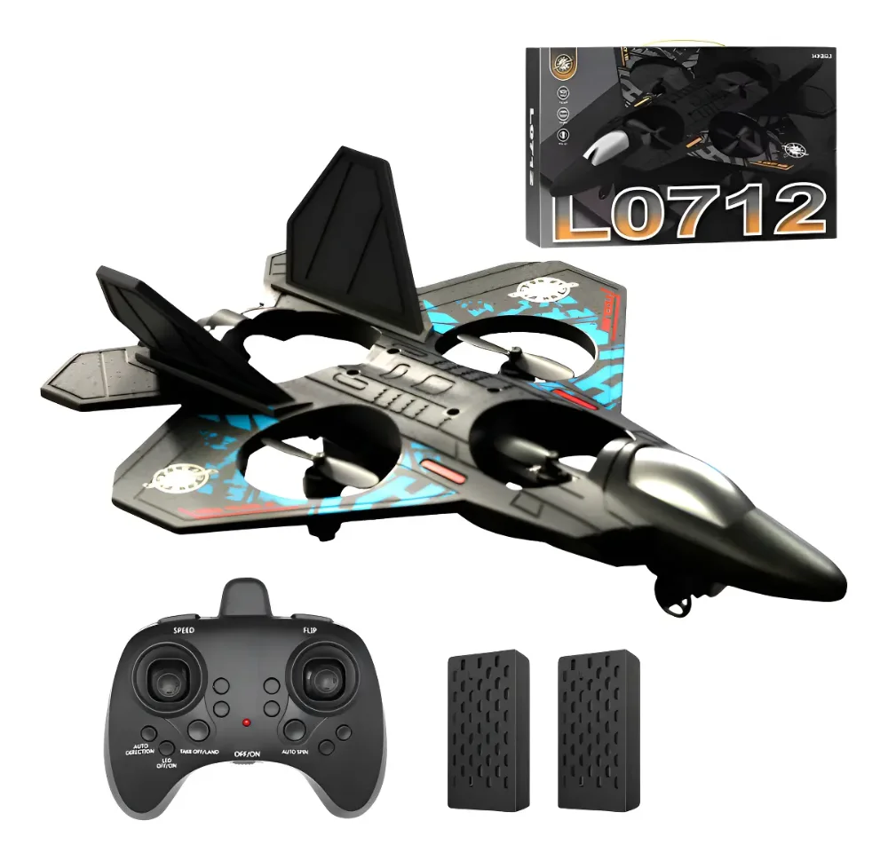 Drone Avión De Control Remoto Avion Planeador Con Luces 0712 Color Negro