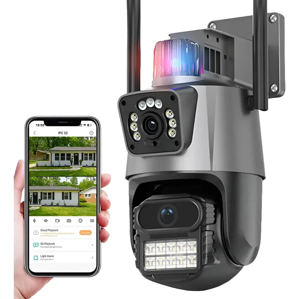 Cámara De Seguridad Wifi Exterior 8mp Con Doble Lente