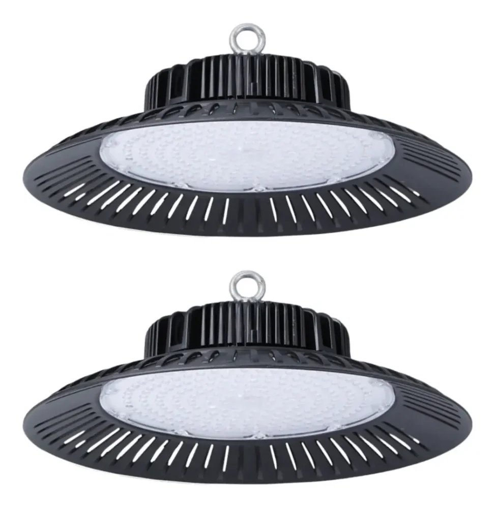 2 Focos Campana Lampara Ufo Led 200w Techo Iluminación Color Negro 40 cm