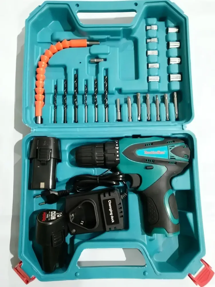 Taladro Con 2 Baterías Atornillador( 12 V ) + Accesorios Color Celeste