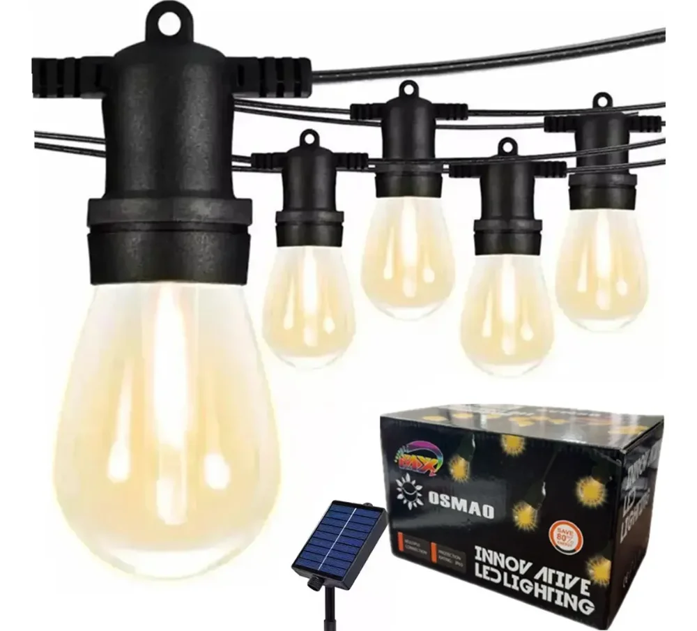 Luces Guirnalda Solar LED Cálida 5 Metros Exterior Impermeable