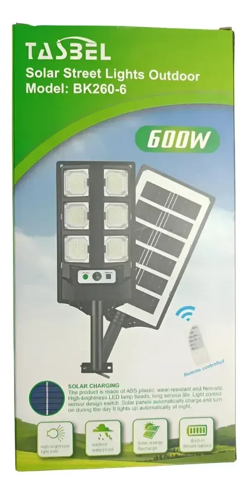 Foco Solar 600w Potente Luz Led Exterior + Soporte Negro