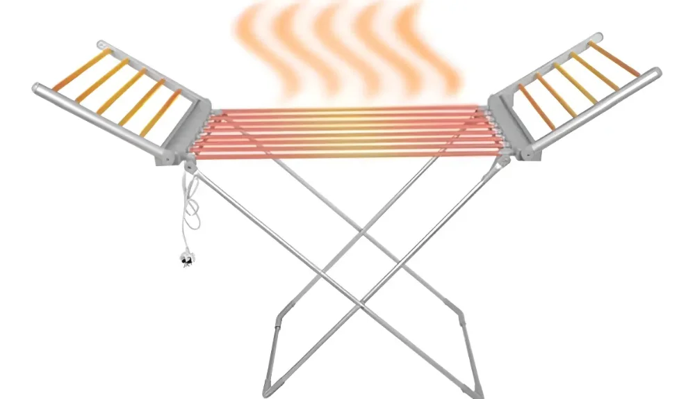 Tendedero Eléctrico Plegable Aluminio Blanco con Alas Calentadas