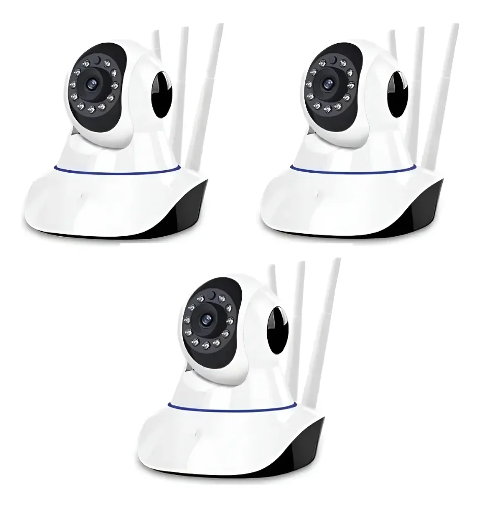 Pack X3 Cámaras Ip 360° Wifi Hd Visión Nocturna Color Blanco