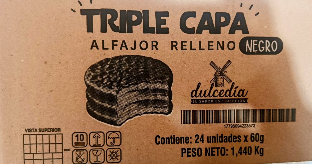 ALFAJOR TRIPLE CAPA RELLENO NEGRO 24 UNIX60GR