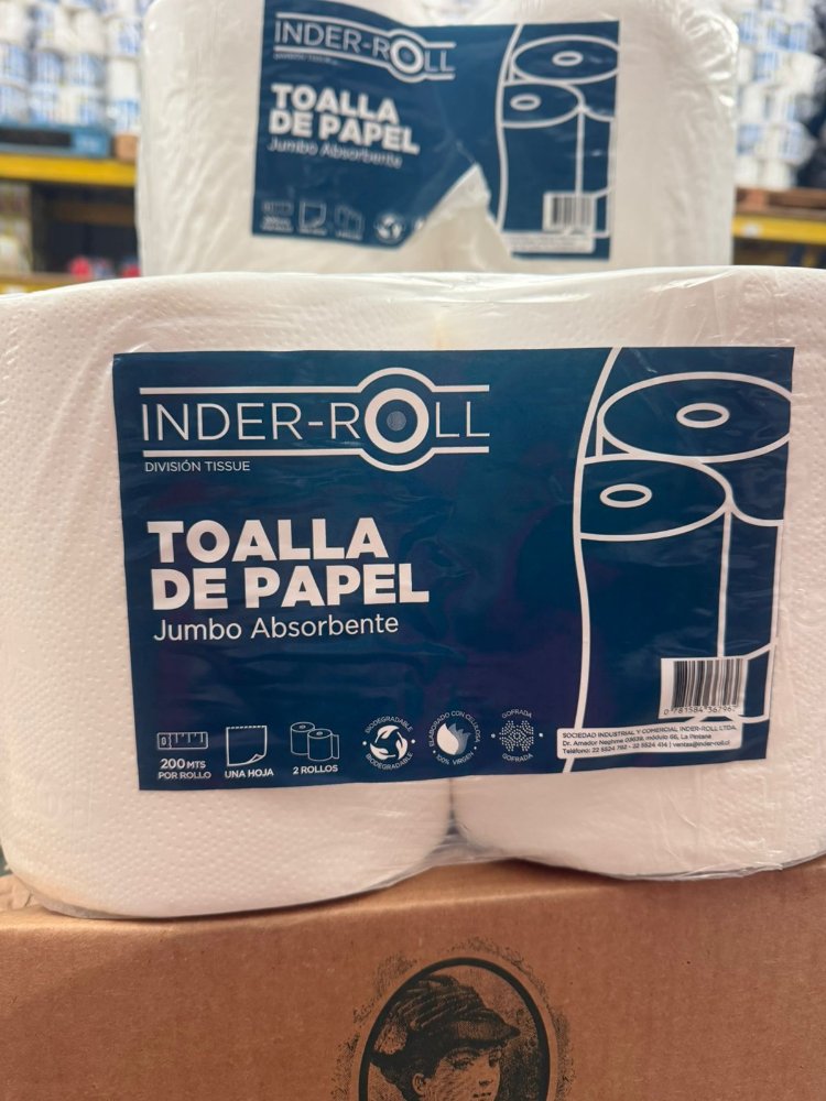 TOALLA INDER-ROLL JUMBO 2X200MT (AZUL)