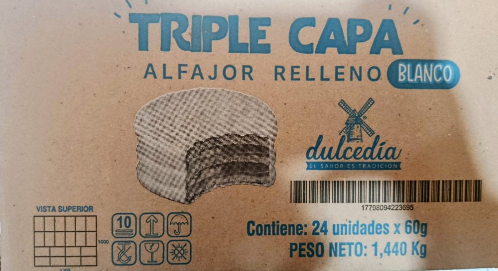 ALFAJOR TRIPLE CAPA RELLENO BLANCO 24UNIX60GR