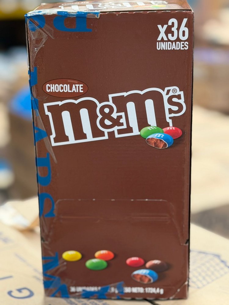 M&M PLAIN SINGLES 36X48GR (CHOCOLATE)