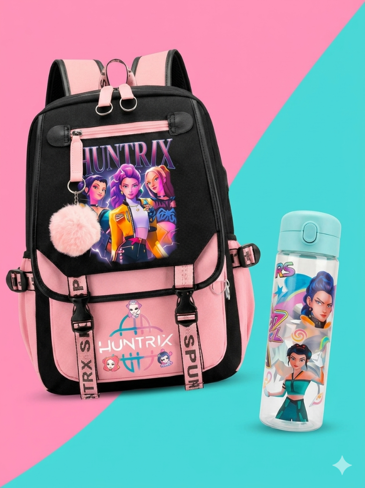 MOCHILA K-POP CON USB Y CARGADOR Y BOTELLA