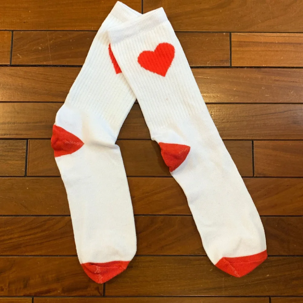 Medias 3/4 Doble Algodón CORAZON ROJO