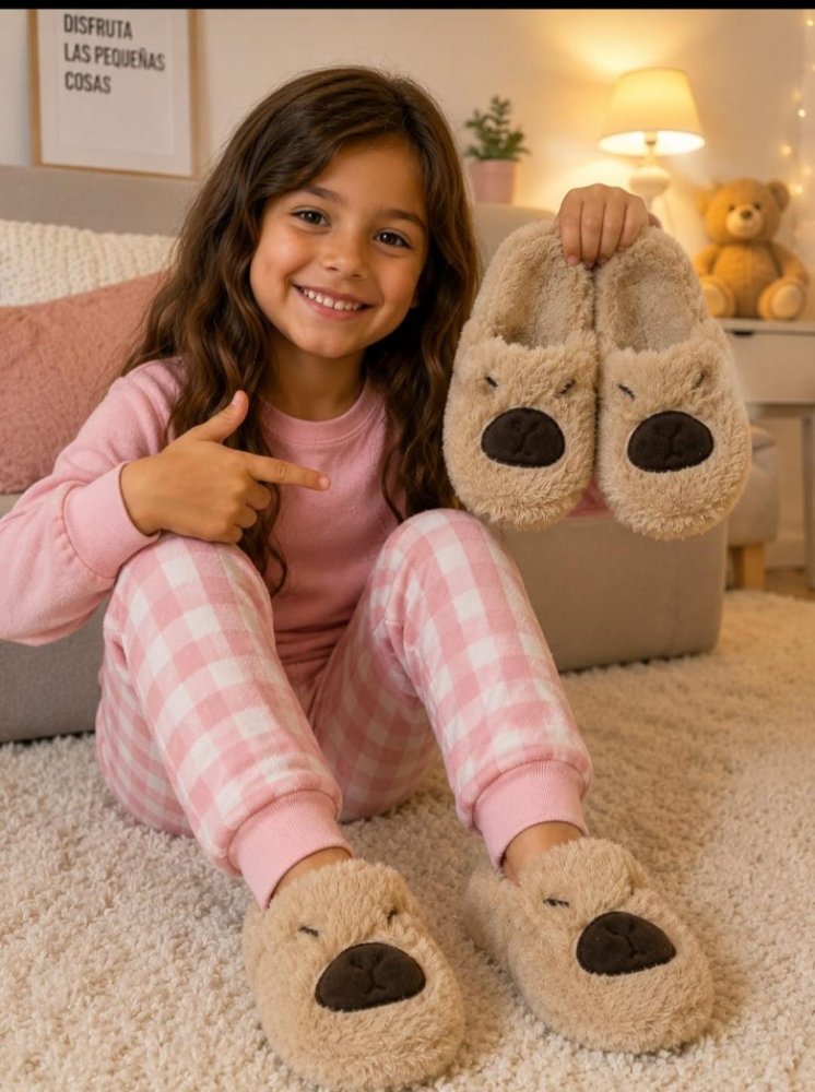 Pantuflas infantiles peluche CAPIBARA