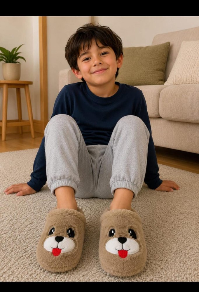 Pantulas infantiles peluche  OSITO MARRON