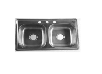FREGADERO ACERO INOX DOBLE PONCHERA 840x480x150mm FAGUAX
