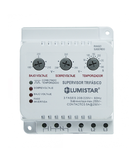PROTECTOR P/EQUIPOS TRIFASICOS 220V CABLE A CABLE LUMISTAR
