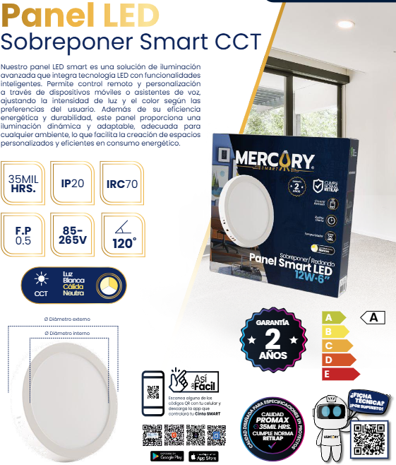 PANEL SMART 18W SUPERFICIAL REDONDO MERCURY