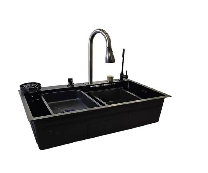FREGADERO DE ACERO INOXIDABLE C/NEGRO AQUA PLUS
