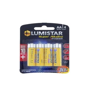 BATERIA SUPER ALKALINE AA X 4 1.5V LUMISTAR