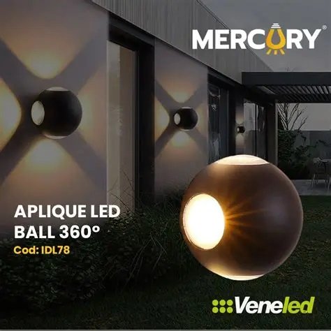 APLIQUE LED BALL-360 12W NEGRO/3000K MERCURY
