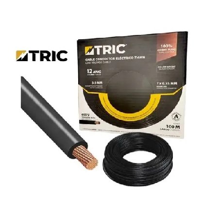 ROLLO CABLE #12 THHN TRIC NEGRO