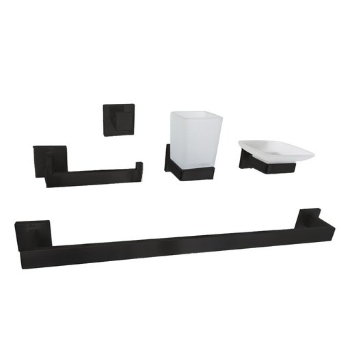 ACCESORIOS DE BAÑO C/NEGRO 5PZAS BARI
