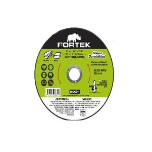 DISCO DE CORTE EXTRAFINO CENTRO HUNDIDO P/METAL 7"x1/16"x7/8" FORTEK