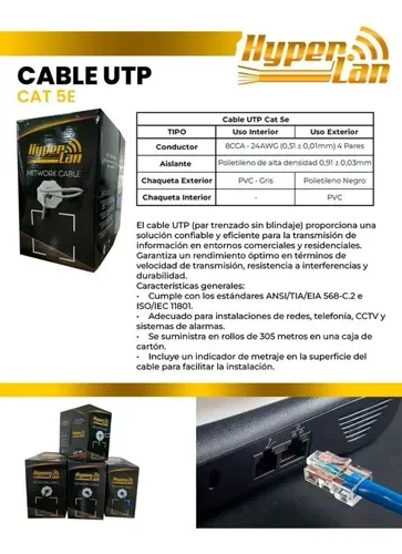 METRO CABLE UTP NIVEL 5 P/EXTERIOR (ROLLO 305MTS)