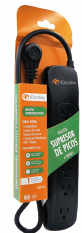 REGLETA MULTITOMA 6T CON SUPRESOR DE PICOS NEGRA EXCELINE