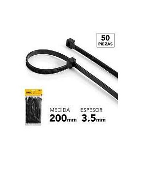 TIRRAJE PLASTICO NEGRO 3.5X200MM EXXEL (50PZAS)